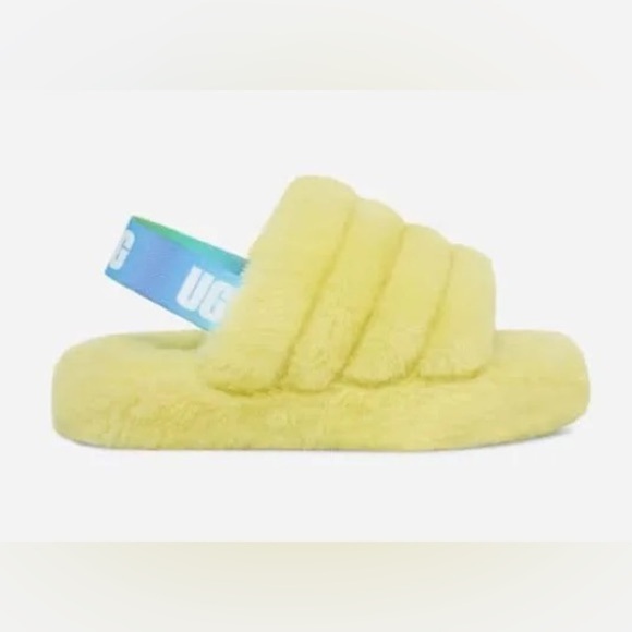 UGG Australia Fluffy Yellow Slipper - Picture 1 of 8